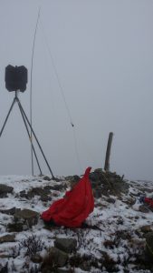 The antenna and Bothy bag on top of The Twins