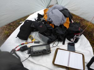 The operating position inside the tent on a Tyvek groundsheet
